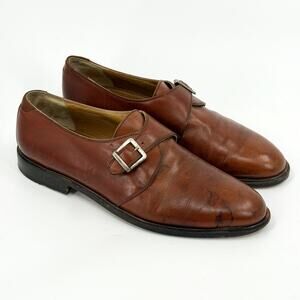 Vintage 90s Italian Brown Genuine Leather Monk Strap Shoes